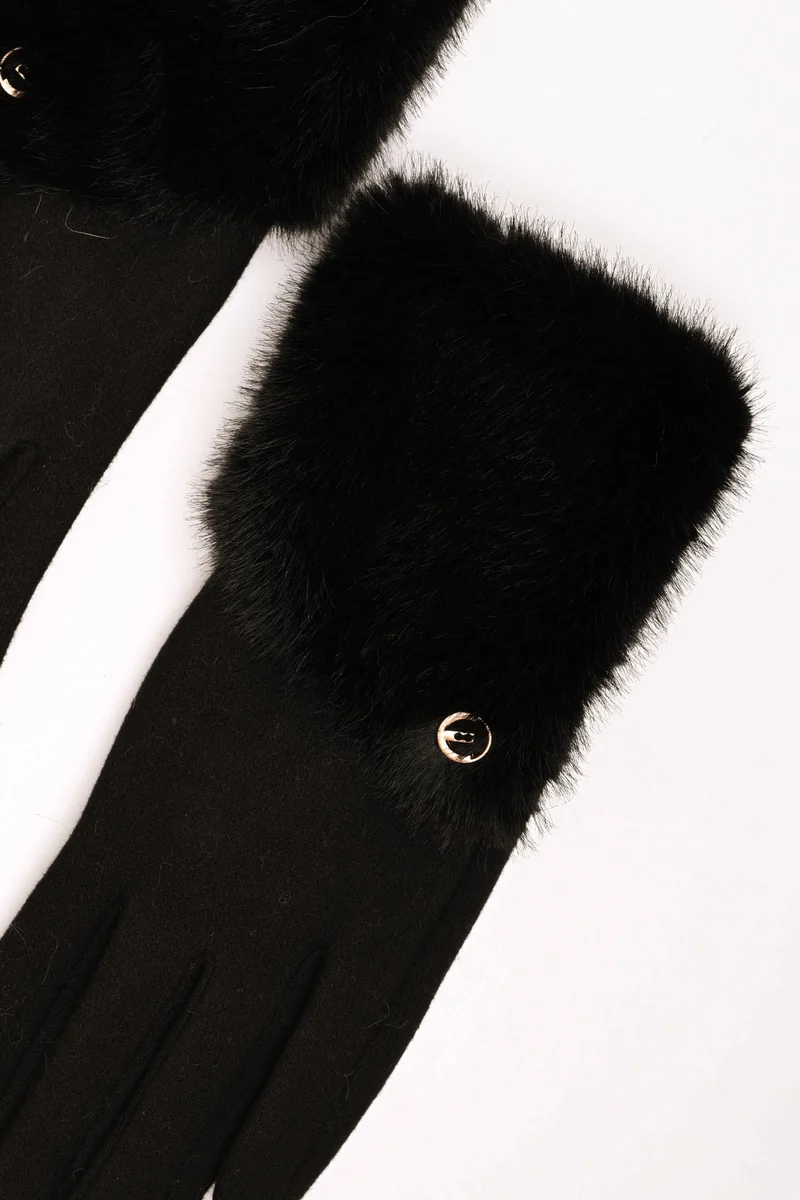Guanti con polsini in faux fur