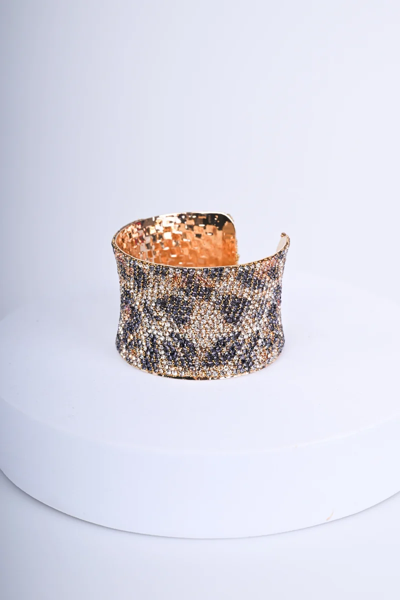 Bracciale rigido con strass animalier