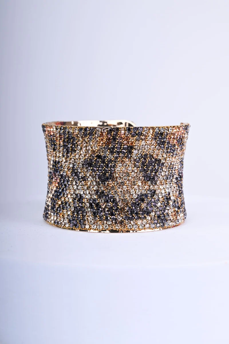 Bracciale rigido con strass animalier