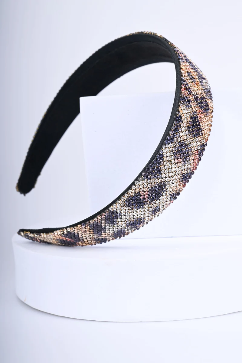 Cerchietto con strass animalier