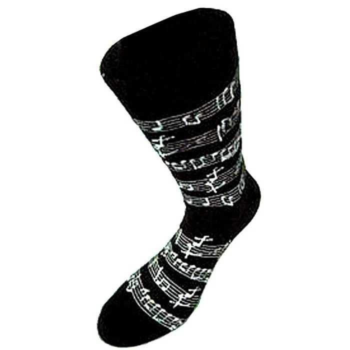 Music Gifts Manuscript Socks (White on black)