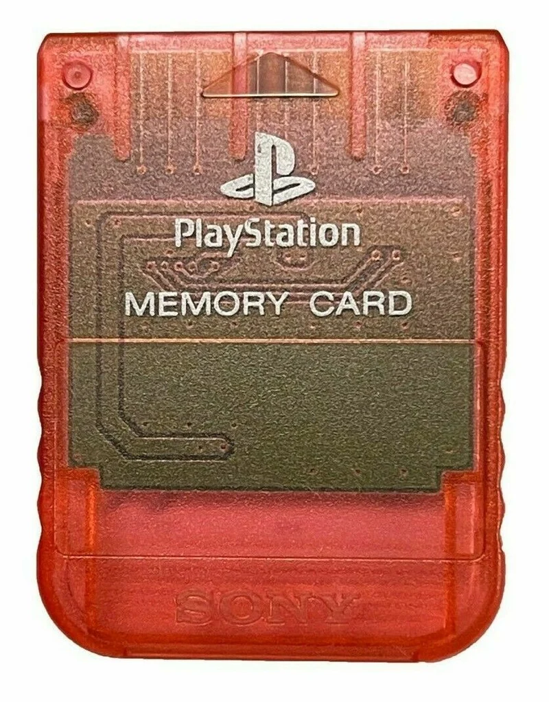 Sony PlayStation 1 PS1 Memory Card Clear Red (SCPH-1020)