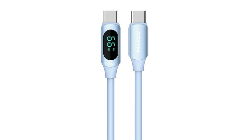 Maxco MS05CC Silicone Cable 100W Type-c to Type-c with Digital Display 120CM - Blue