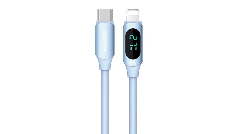 Maxco MS05CL Silicone Cable 27W Type-c to Lightning with Digital Display 120CM - Blue