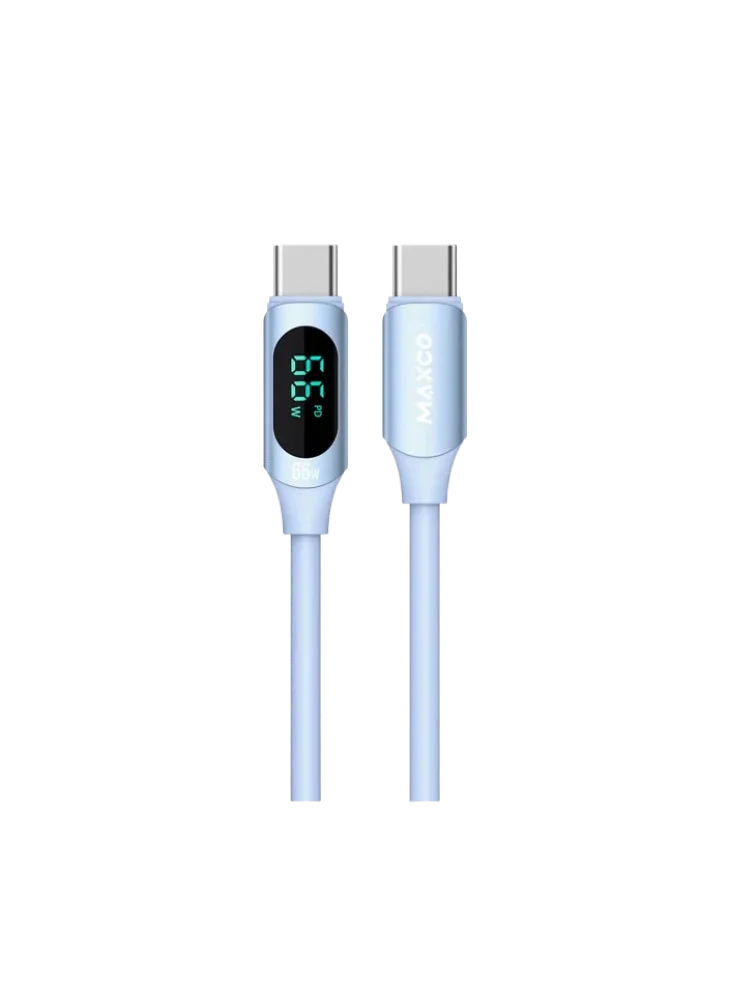 Maxco MS06CC Silicone Cable 100W Type-c to Type-c with Digital Display 200CM - Blue