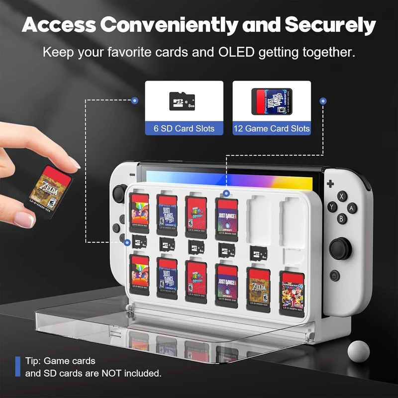Akitomo Game Card Show Case Dock Holder 12+6 for Nintendo Switch OLED