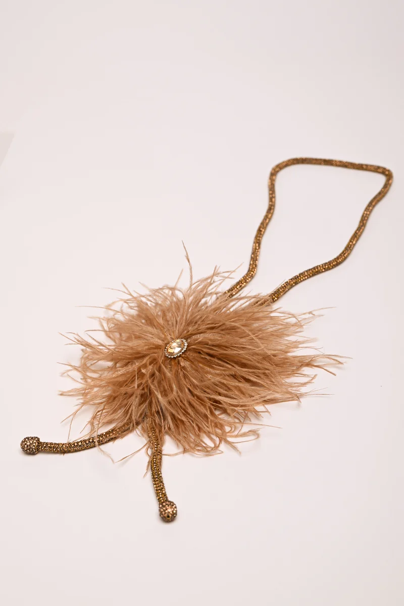 Collana lunga con piume