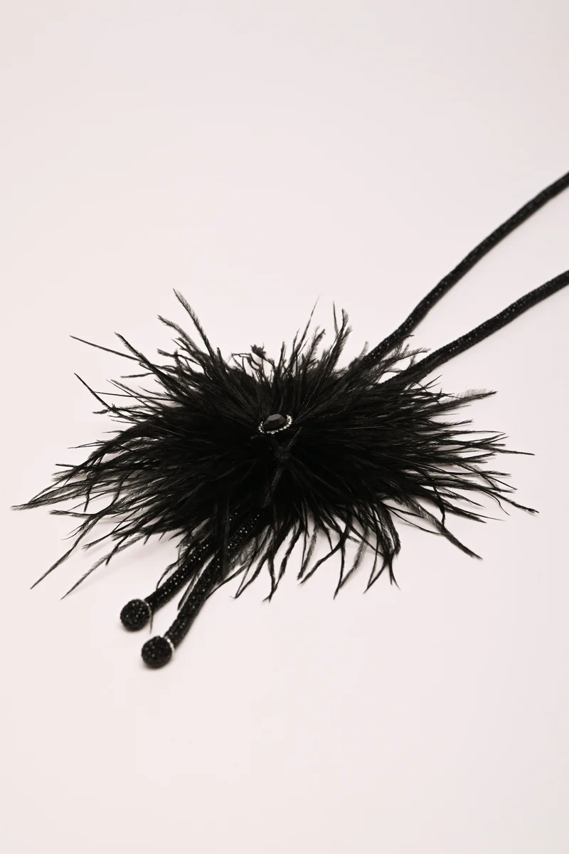 Collana lunga con piume