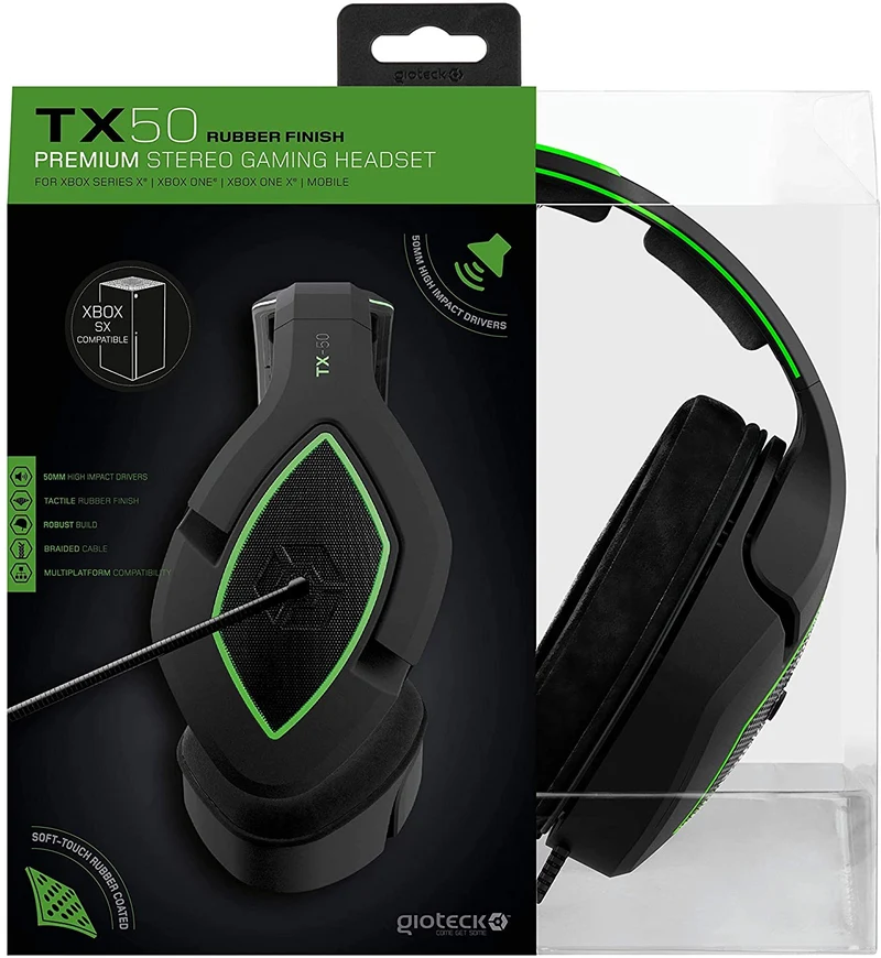 Gioteck - TX-50 Premium Stereo Gaming Headset Green & Black for Xbox Series, Xbox One & Mobile