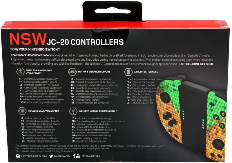 Gioteck JC-20 Gaming Controller For Nintendo Switch - Multi Colour
