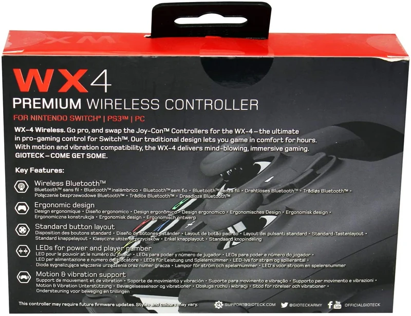 WX4 Premium Wireless Controller Black for Nintendo Switch, PS3 & PC