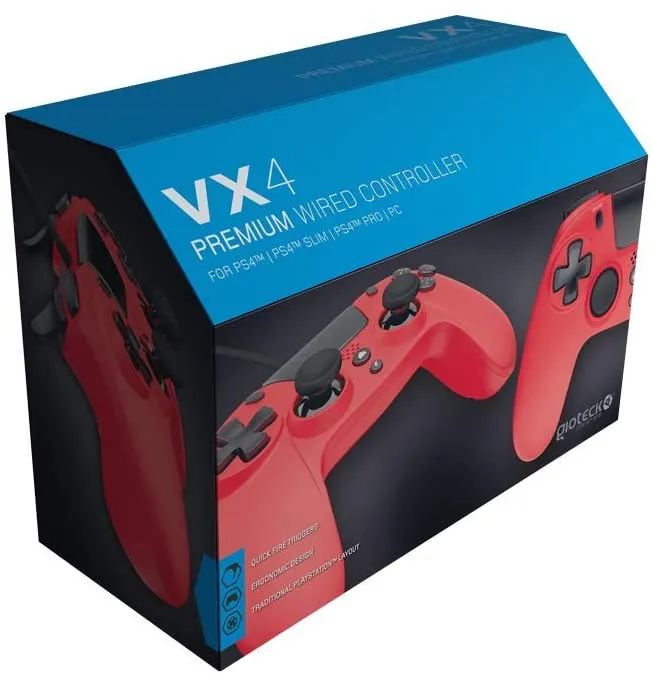 VX4 Premium Wired Controller Red for PS4 & PC