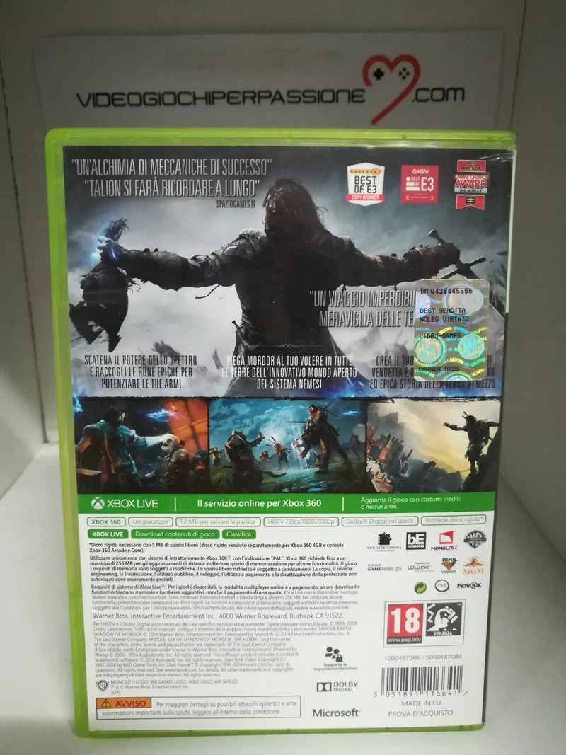 LA TERRA DI MEZZO L'OMBRA DI MORDOR XBOX 360 (usato)(versione italiana)