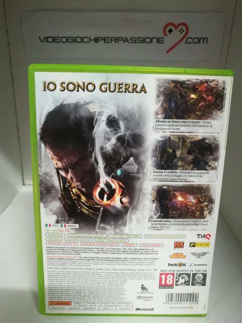 WARHAMMER 40.000 SPACE MARINE XBOX 360 (usato)(versione italiana)