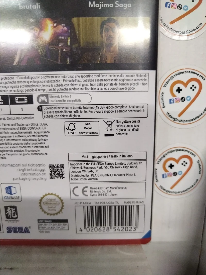 Yakuza Kiwami 2 Nintendo Switch 2 (ver. italiana)