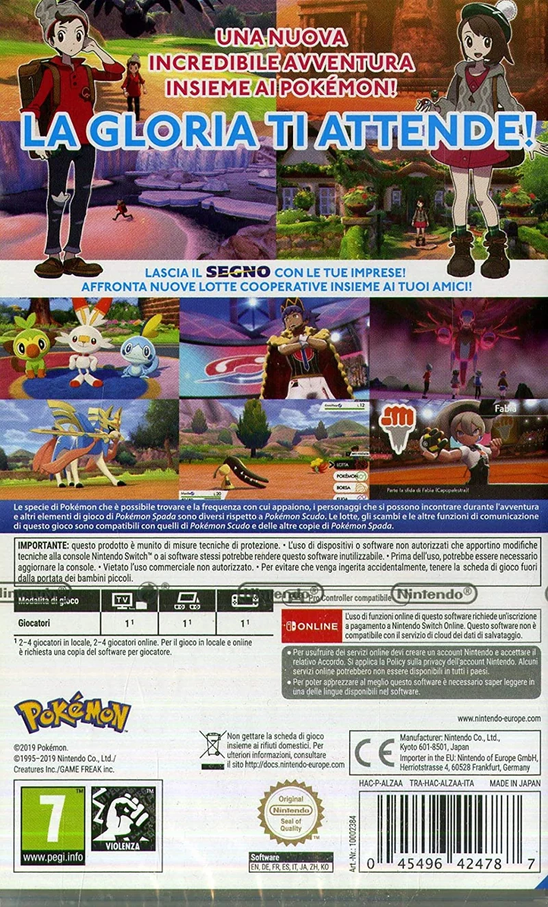 POKEMON SPADA NINTENDO SWITCH EDIZIONE ITALIANA