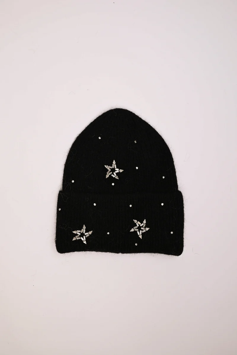 Berretto con stelle in strass