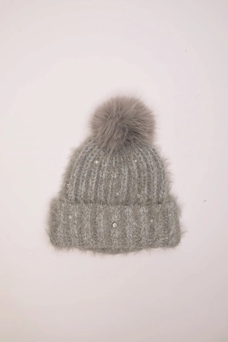 Berretto con strass e pompon