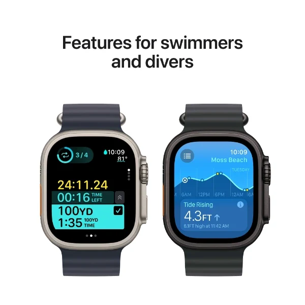 Apple Watch Ultra 2 (GPS + Cellular) 49 mm, Black Titanium Case with Dark Green Alpine Loop