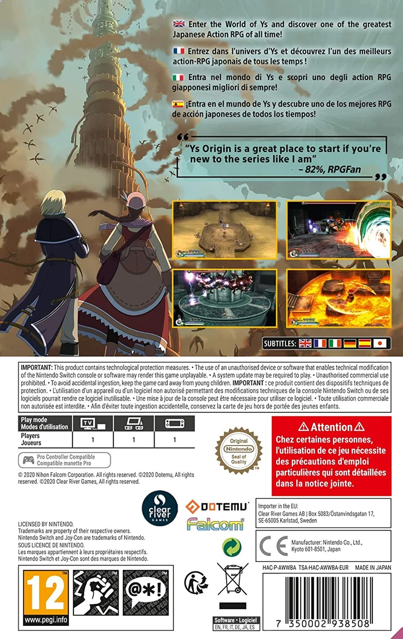 Ys Origin - Nintendo Switch Edizione Europea