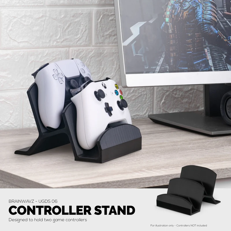 Espositore per controller di gioco per desktop doppio - Design universale per Xbox One, Ps5, Ps4, Pc, Steelseries, Steam e altro - UGDS-06