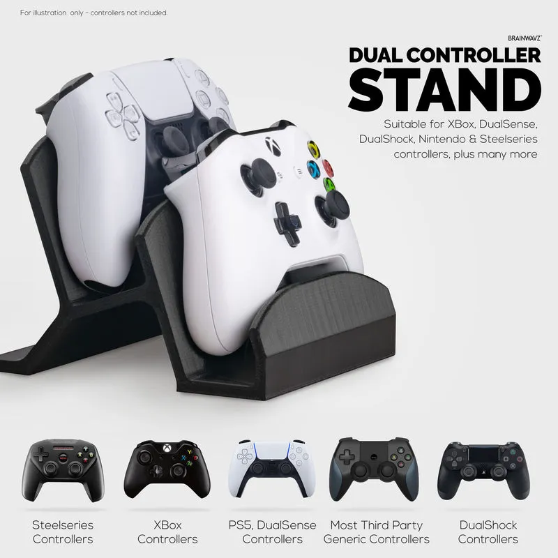 Espositore per controller di gioco per desktop doppio - Design universale per Xbox One, Ps5, Ps4, Pc, Steelseries, Steam e altro - UGDS-06