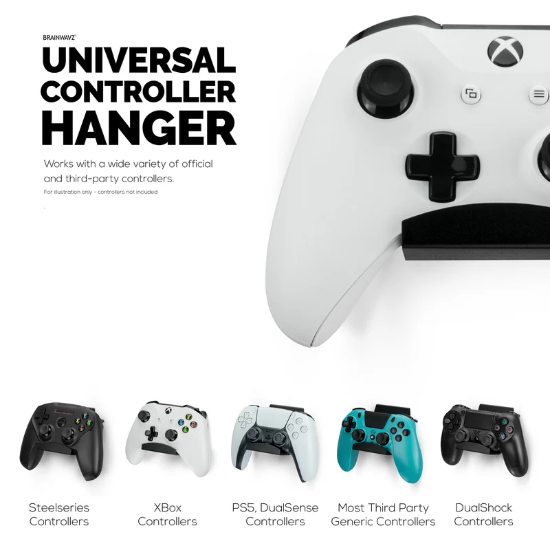 Supporto per controller in metallo Supporto da parete per Xbox, PS5, PS4, PC e altri accessori da gioco, adesivo e vite universale