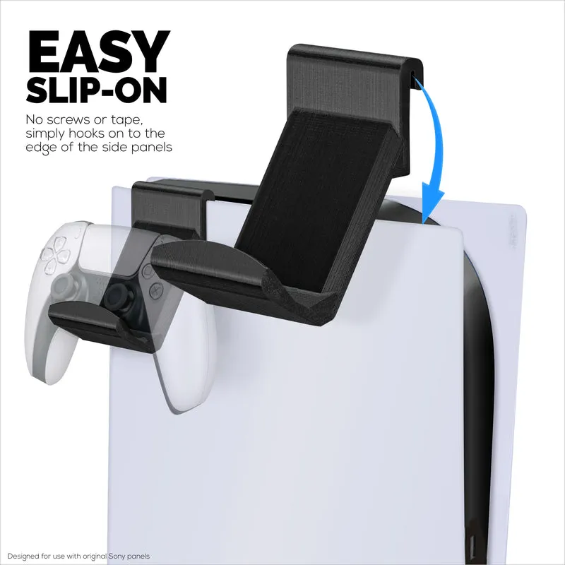 Supporto per console per controller di gioco PS5 (confezione da 2) per Playstation PS5 DualSense Gamepad, design con gancio a gancio, nessun danno o adesivo