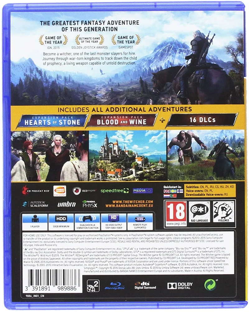 THE WITCHER 3: WILD HUNT GAME OF THE YEAR EDITION PS4 (versione inglese)