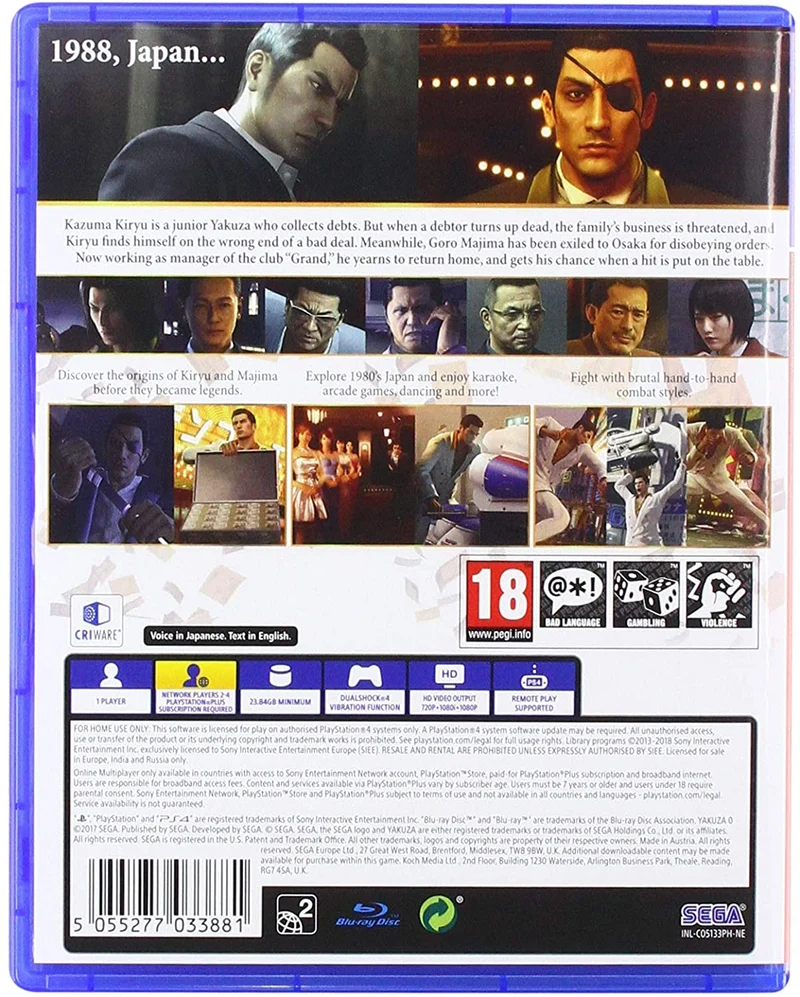 YAKUZA ZERO PS4 (edizione inglese )