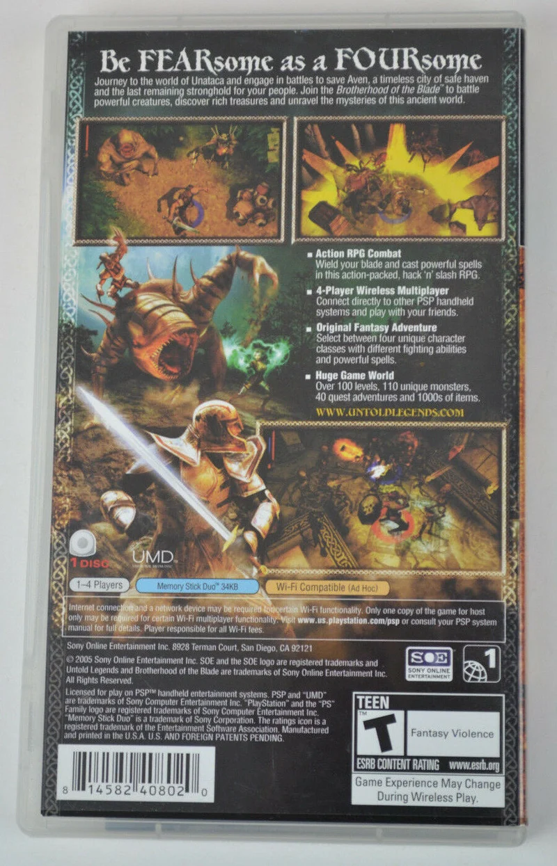 UNTOLD LEGENDS BROTHERHOOD OF THE BLADE PSP (versione americana)