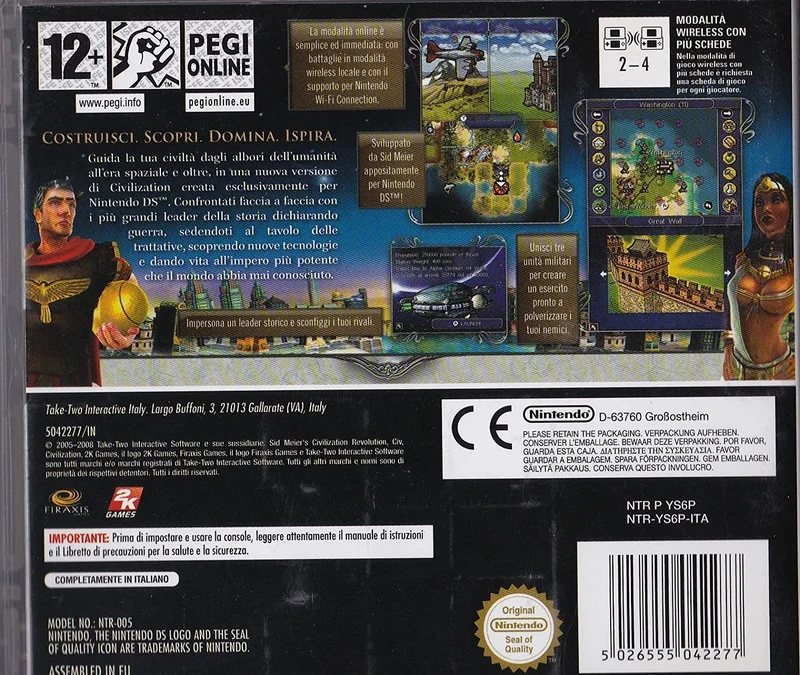 CIVILIZATION REVOLUTION NINTENDO DS (versione italiana)