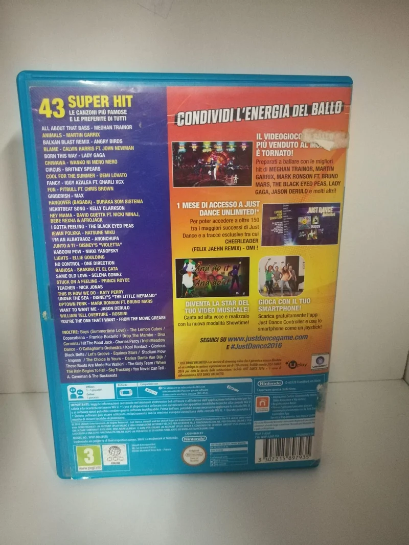 JUST DANCE 2016 WII U NINTENDO (versione italiana)(usato garantito)