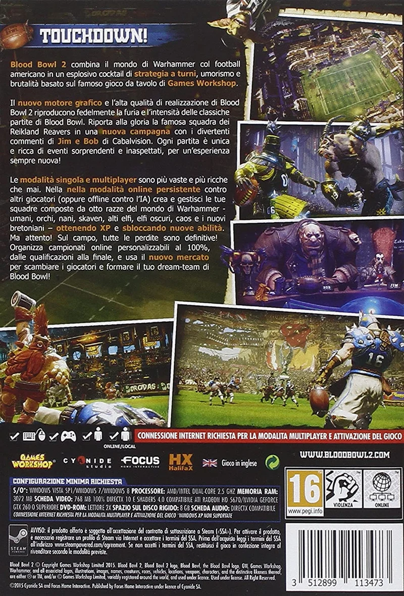 BLOOD BOWL 2 PC GAME (versione italiana)