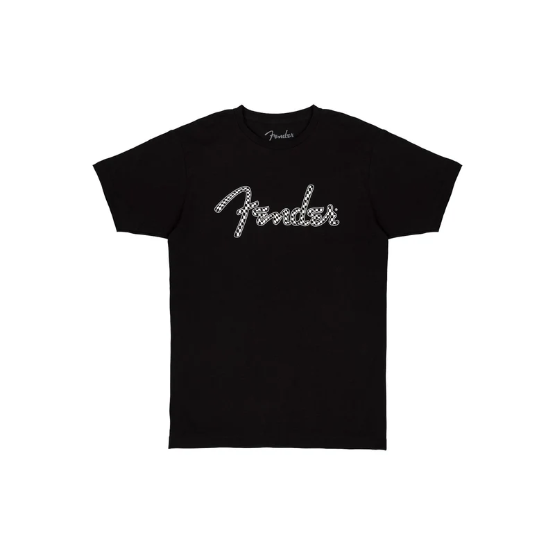 Fender Spaghetti Wavy Checker Logo Tee (Black) - Small