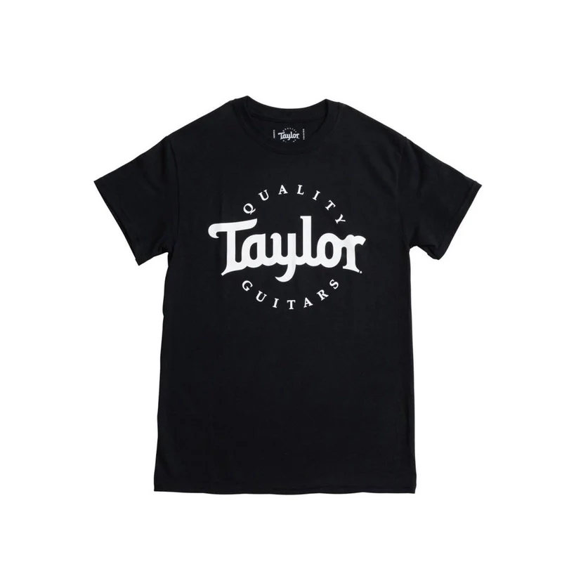 Taylor Men's Basic Black Logo T-Shirt (Black w/ White Logo) - Small