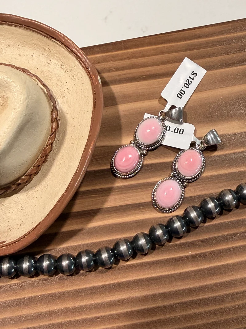 Pink Conch Double Stone Pendant
