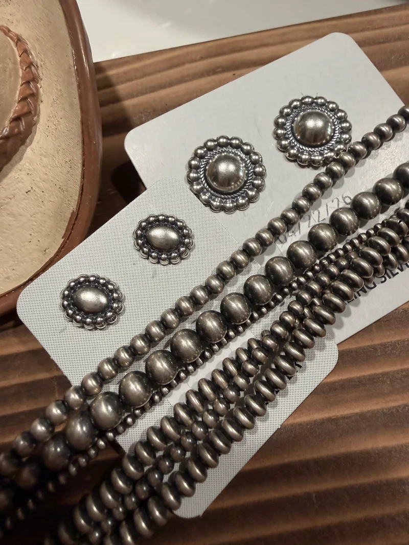 Sterling Silver Flower Concho Stud Earrings