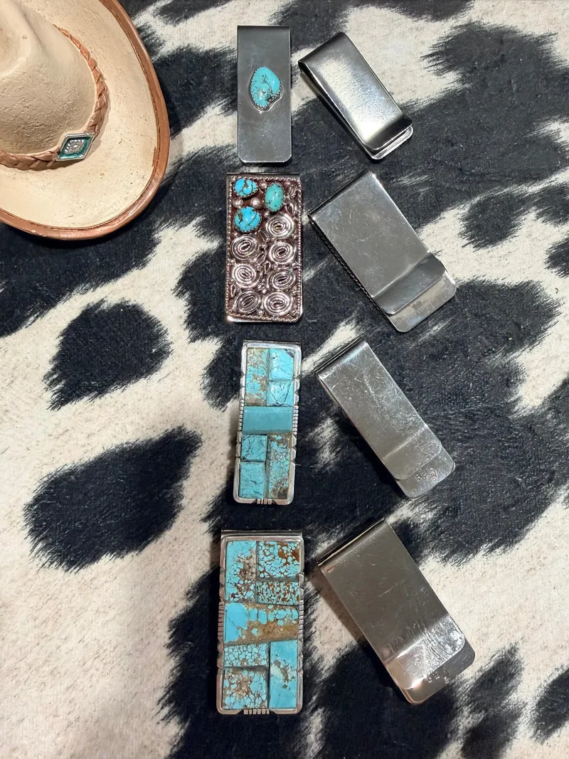 Turquoise & Silver Money Clips