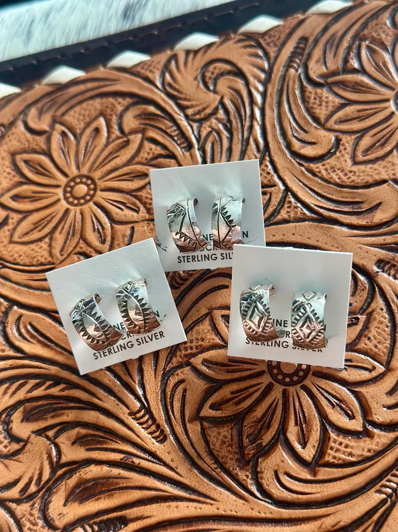 Mini Stamped Hoop Earrings