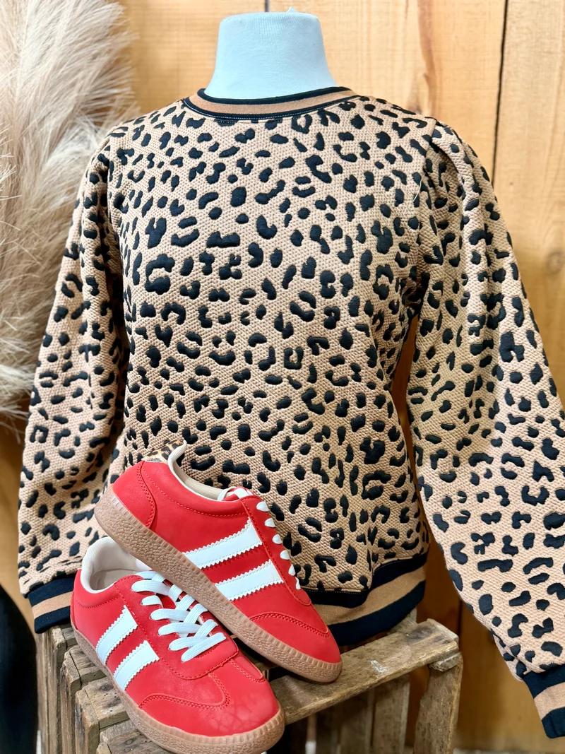 Textured Leopard Mocha Crewneck