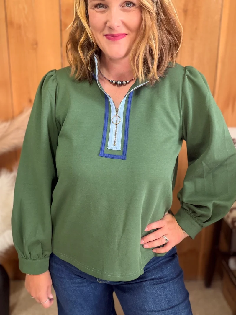 Hunter Green Quarter Zip Top