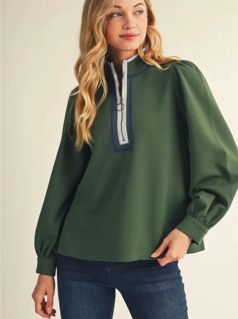 Hunter Green Quarter Zip Top