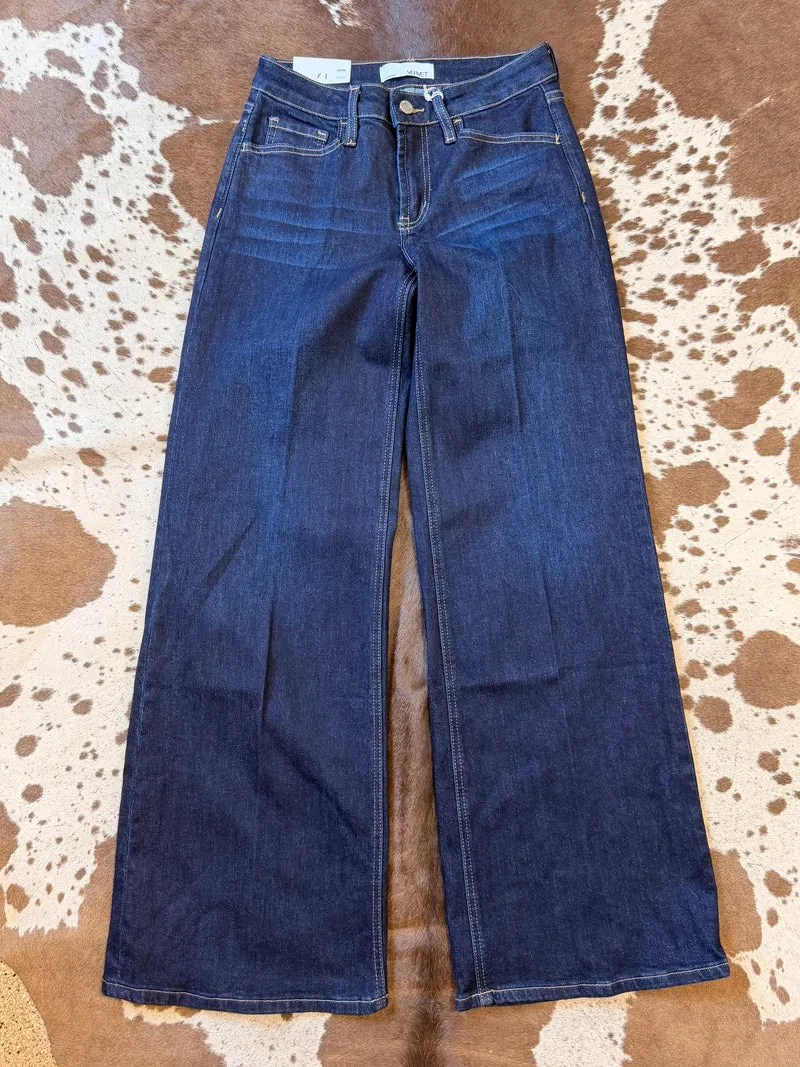 Vervet Dark Wash Wide Leg Trouser Jeans