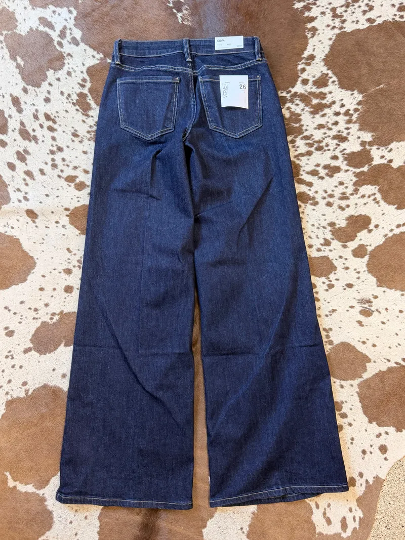 Vervet Dark Wash Wide Leg Trouser Jeans
