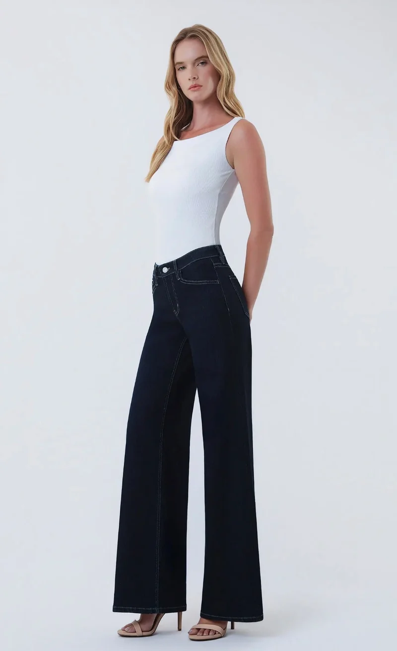 Vervet Dark Wash Wide Leg Trouser Jeans