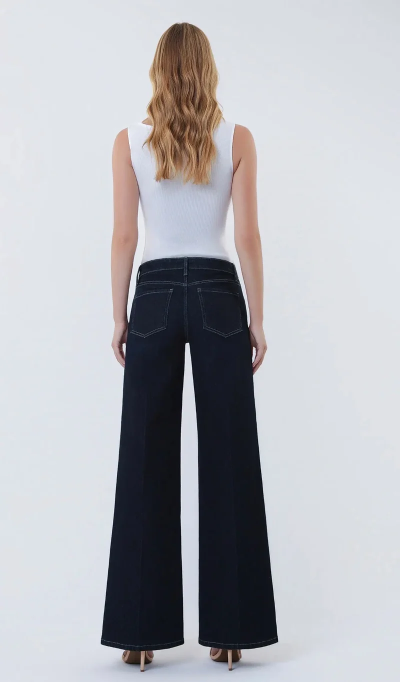 Vervet Dark Wash Wide Leg Trouser Jeans