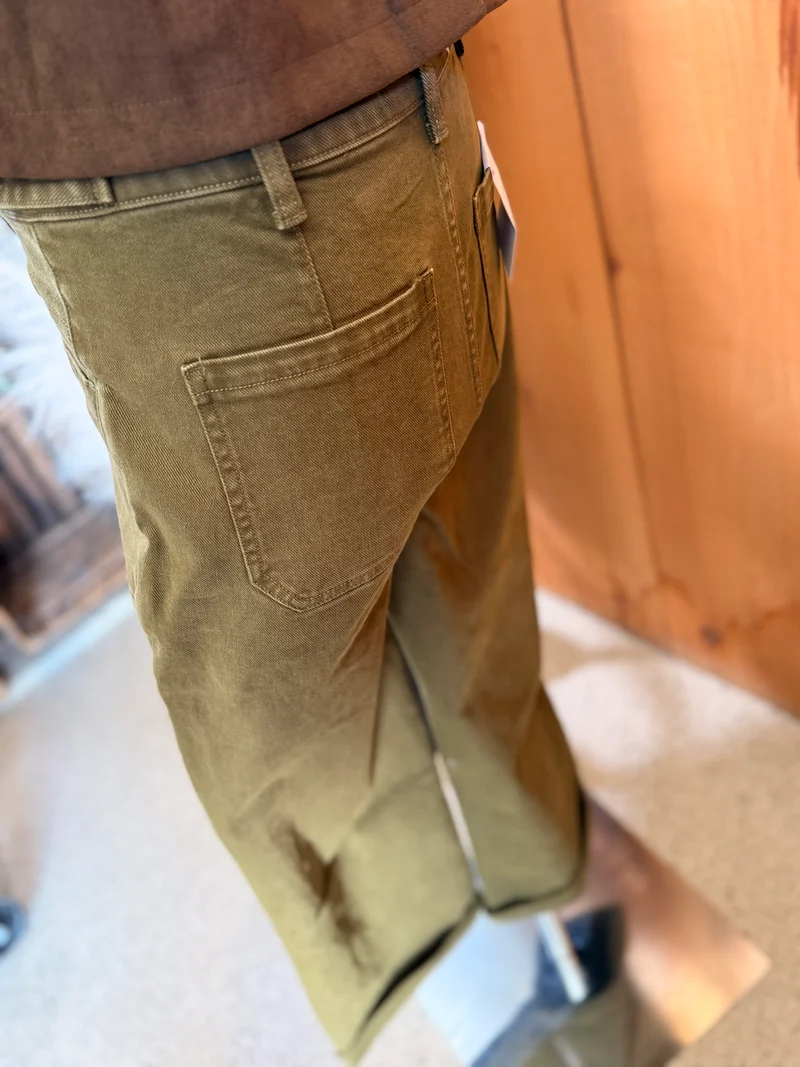 Flying Monkey Olive Cuffed Cropped Jeans