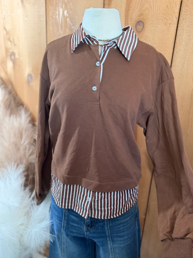 Brown Layered Look Top