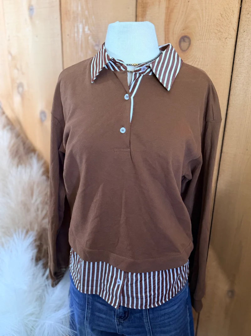 Brown Layered Look Top